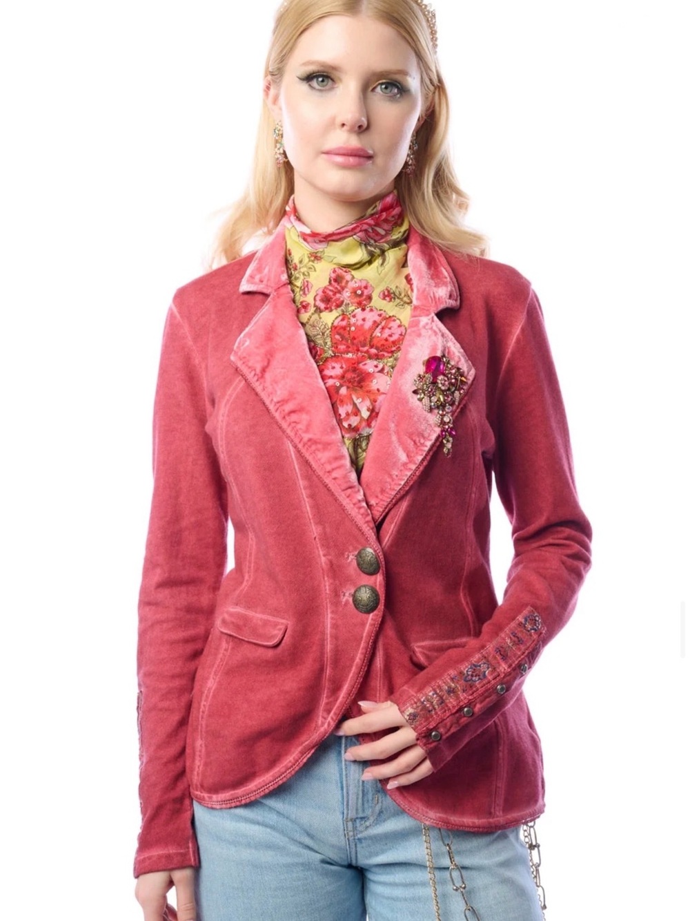 Aratta Colonel Jacket in Rose Red #fall #boho #cottagecore #tailored